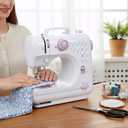 Beginner Sewing Machine for Home Crafting & Mending, 12 Multi-Function Stitches, 2-Speed Foot Pedal, Clear LED Light, 32-Color Thread Pack, Must-Have Sewing Supplies, Sewing Machine Table Fit