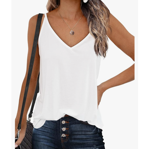 Zeagoo Womens V Neck Camisole Tank Top Strap Sleeveless T Shirt Casual Loose Vest Blouse - Large
