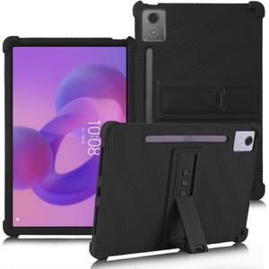 ATOOZ for Lenovo Idea Tab Pro Case 12.7 Inch 2025,Silicone Case for Lenovo Idea Tab Pro Tablet (TB373FU) with Bracket & Pen Holder (Black)