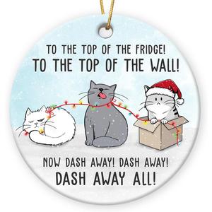 3 x Cat Christmas Ornament 2025  Funny Gifts for Cat Lovers & Friends, Double-Sided Ceramic Ornament for Tree or Car Decoration, Cute Animal Ornament for Women and Owners