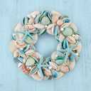 Collections Etc Blue Shell and Starfish with Pearls Wreath 13.5" x 13.5" x 2.5"