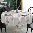 AOYEGO Pink Rose Table Cloth Chic Flowers Romantic Vintage Style Spring Round Tablecloth 60 Inch for Dining Room, Party, Banquet