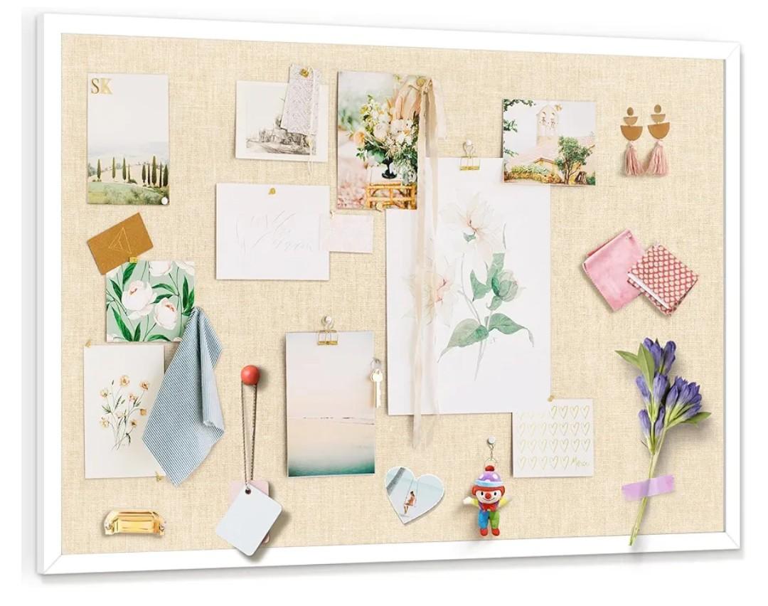 Miratino Large Bulletin Board, 36 /inchesx 24/inches White Cork Boards for Walls with Frame, Pin Display Board Vision Board for Home School Office Decor