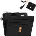 Small Wristlet Wallets for Women Keychain Wristlet Wallet RFID Blocking Key Chain Wallet With Zipper Coin Pocket, 2 Id Window (Black)