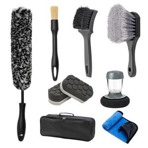 9Pcs Car Wheel Brush kit, Tire Brush, Microfiber Flat Wheel Cleaner Brush, Soft-bristled Rim Cleaner Brush, Tire Shine Applicator, Detailing Brushes, Detailing Pads, Scratch-Free Car Drying Towel