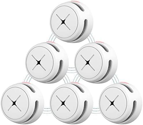 AEGISLINK Interlinked Smoke Detector, Smoke Alarm with Replaceable Battery, Wireless Interconnected Smoke Alarm, S-RF500 (RF Interlinked, 6-Pack)