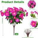 Ouddy Decor 4 Bundles Artificial Flowers for Outdoors, Fake Silk Camellia Flowers Bouquet Realistic UV Resistant Fake Plants for Garden Porch Planter Spring Summer Indoor Outdoor Home Decor, Fuchsia