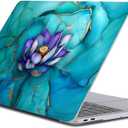 for MacBook Pro 16 Inch Release 2021/2023 Model A2485/A2780 Clear Computer Case,Hardshell Laptop Case Marble Textured Lotus Flower