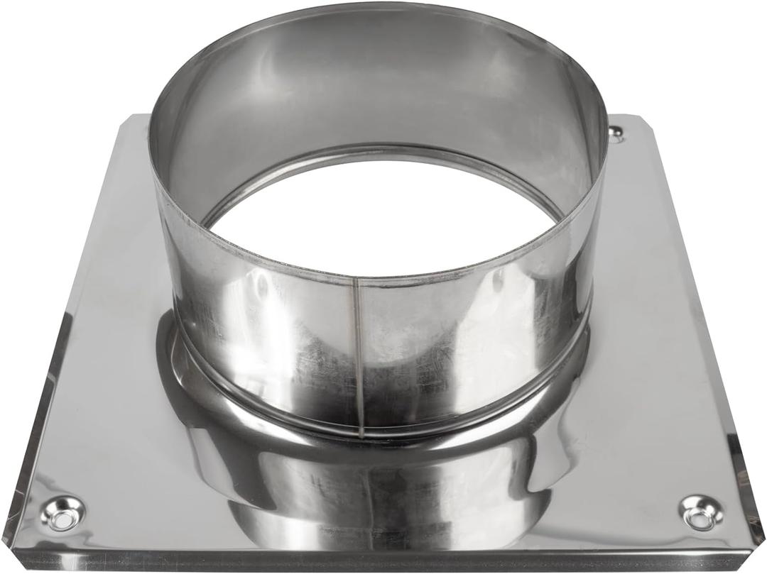 Vent Systems 8" Inch Stainless Steel Chimney Top Plate  Heavy-Duty Square to Round Roof Flue Base Mount with Collar  Weather-Resistant Steel Cap Cover Flange for Fireplace, Stove and Furnace