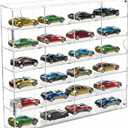 JUESHA Acrylic Display Case for Hot Wheels Storage 1/64 Scale, 6 Levels 24 Slots Toy Cars Showcase Wall Mount or Desktop, Clear Display Organizer for Diecast Matchbox Model Car Tabletop