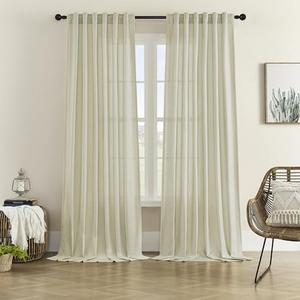 Sandshell Curtains 72 Inch Length for Bedroom 2 Panels Back Tab Pocket Semi Privacy Drapes Natural Linen Textured Light Filtering Sheer Curtains for Living Room Vintage Farmhouse 50x72