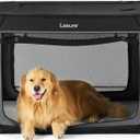 Lesure Soft Collapsible Dog Crate - 42 Inch Portable Travel Crate for Extra Large Dogs Indoor & Outdoor, 4-Door Foldable Pet Kennel with Durable Mesh Windows, Black (XL - 42")
