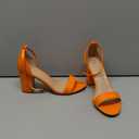 COASIS Women's Chunky Block Heels Open Toe Ankle Strap 3.5 Inch Heeled Sandals (8, Neon Orange)