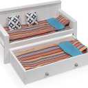 Badger Basket Sofa Daybed with Trundle for 18-Inch Dolls - Complete Bedding Set for Imaginative Play & Sleepovers
