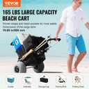 VEVOR Beach Dolly with Big Wheels for Sand, 29.9" x 15.4" Cargo Deck, w/ 12" Balloon Wheels, 165LBS Loading Capacity Folding Sand Cart & 27" to 44.7" Adjustable Height, Heavy Duty Cart for Beach