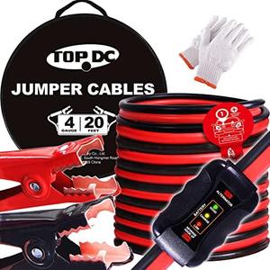 TOPDC 1 Gauge 25 Feet Jumper Cables for Car, SUV and Trucks Battery, Heavy Duty Automotive Booster Cables for Jump Starting Dead or Weak Batteries with Carry Bag