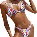 BIKINX Womens Swimsuits Sexy Thong Micro Bikini Ditsy Floral Two Piece Sets Bathing Suit Color Block Bandeau Swim Top 0-2