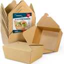 Chinese Takeout Storage Containers (60 Pack) 45oz - Kraft Brown Cardboard Paper Togo - Take Out Boxes -Biodegradable Eco To Go Food For Restaurants Catering Party