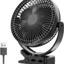 Sukadar Portable Clip on Fan, 10000mAh Battery Operated, 24 Hours Work Time, 4 Speeds, 8 Inch, Personal Fan for Bedroom Outdoor Travel Camping Golf Cart Treadmill Home Office (TF-29-8'')