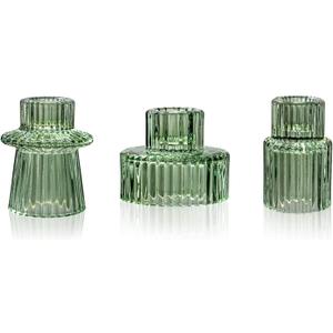 WELLIFE Taper Candle Holders-Candlestick Holders, Green - Set of 3 for Wedding, Party & Table Centerpiece Decor