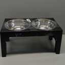 Heeyoo Elevated Dog Bowls - 5 Adjustable Heights Stand, 2 Stainless Steel Bowls & 1 Slow Feeder, 3.2" to 12.2" for Small to Large Dogs (Black)