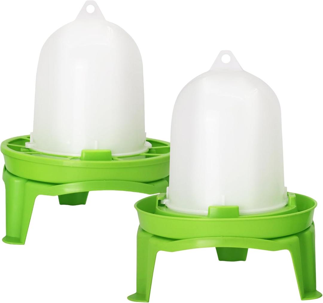 Chicken Feeder and Waterer Set,1.5L Chick Waterer and 1.5kg Chick Feeder with 3 Adjustable High-Legged Chassis, Baby Chick Starter Kit for Ducks/Quail
