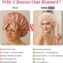2 x CoolMate Adjustable Satin Silk Bonnet for Sleeping Women, Tie Double Lined Silk Bonnet for Women Long Hair