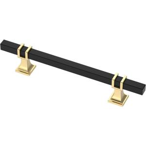 Alzassbg 10 Pack Matt Black and Gold Cabinet Pulls, 5 Inch(128mm) Hole Centers Kitchen Hardware Square Cabinet Handles for Cabinets and Drawers AL3094KGP-MB