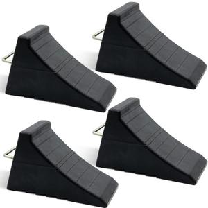 AFA Tooling - Heavy Duty Rubber Wheel Chocks w/Steel Tie Off Handles - RV Wheel Chock for Front & Back Tires - Quick Grip Ribbed Design - Great for Your Camper, Trailer, RV, Truck, Car or ATV - 4 Pack