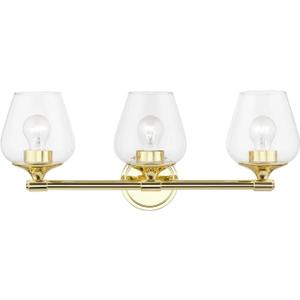 Livex Lighting Willow - 3 Light Bath Vanity in Transitional Style-9.5 Inches Tall and 23 Inches Wide-Polished Brass Finish