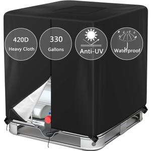 330 Gallon IBC Tote Cover Barlic 420D with Zipper for 1000L Outdoor dustproof Tote Cover Protective Cover Black