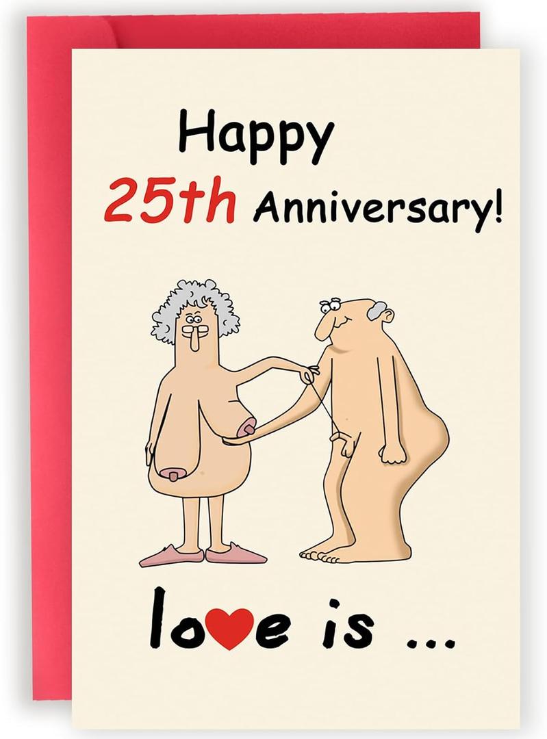 3 x Funny 25th Anniversary Card Gift for Husband Wife Couple, 8 x 5.3 inches