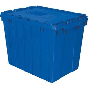 Akro-Mils 39170 Industrial Plastic Storage Tote with Hinged Attached Lid, (21-Inch L by 15-Inch W by 17-Inch H), Blue, (3-Pack)