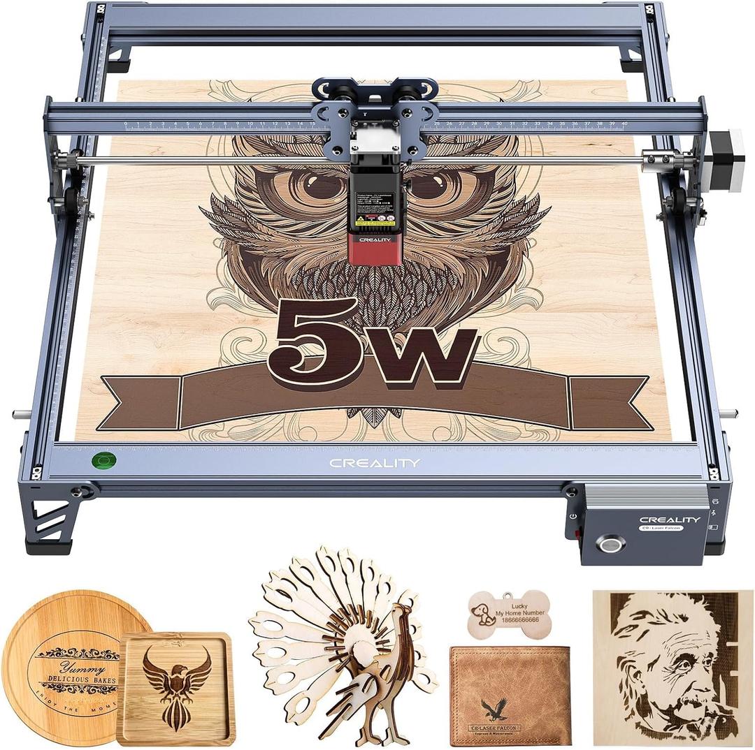 Creality Falcon 72000mW Output Laser Engraver, 5W Efficient Laser Engraver Machine, Laser Cutter and Engraver Machine for Wood, Metal,Paper, Acrylic, Leather, Laser Class 4