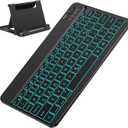 OMOTON Bluetooth Keyboard for Tablet/Android/Windows/iOS, with 7 Colors Backlight Rechargeable Wireless Keyboard Compatible with Galaxy Tab A9+/A9+ Plus/S9/S9 Plus/S9 FE, Black