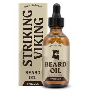 Striking Viking Vanilla Beard Oil for Men - Naturally Derived Conditioner with Argan & Jojoba Oils for Softening, Moisturizing and Growth (2 Oz) (2 Fl Oz (Pack of 1))