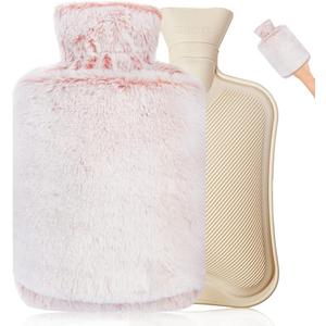 Hot Water Bottle with Cover, Rubber Hot Water Bottle for Pain Relief, Hot Water Bag for Cramps, Bed Warmer for Hand Feet Waist