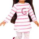 Glitter Girls – 14-Inch Fashion Doll – Straight Brown Hair & Brown Eyes – Striped Tunic & Glitter Boots – Hair Bow & Heart Leggings – 3+ Years– Sarinia