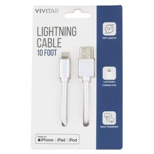Vivitar Lightning To USB-A Cable, 10', White, NIL1010-WHT-STK-24 Vivitar Lightning To USB-A Cable, 10', White, NIL1010-WHT-STK-24