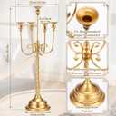 6 Pcs Gold Candelabra Candlestick Holder, 12.2 x 12.2 x 26.4 Inch, 5 Arm | Metal Candle Stand Candelabra for Taper Candles Table Centerpieces Wedding Party Home Dining Table Christmas