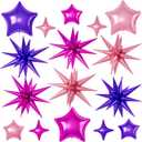 Hot Pink Purple Star Balloons, 22/18/10 Inch Foil Balloons, Four-Pointed Balloon for Women Girl Princess Birthday Wedding Baby Shower Party Decorations