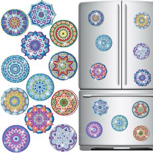 Zonon Classic Mandala 12 Pcs Refrigerator Diamond Painting Magnets Easy Diamond Art Painting Magnetic Stickers Kits Fridge Magnets for Adults DIY Home Decors