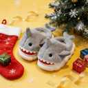 Kids Shark Slippers for Toddlers Boys Girls,Fuzzy Warm Winter Indoor Slippers with Non-Slip Sole,Christmas & New Year Gift for Little Shark Lovers. (Gray)