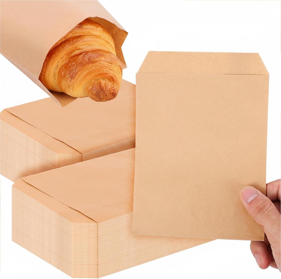 1000 Pcs Paper Sandwich Bags Bulk 5 x 7 Inch Mini Flat Paper Bags Brown Lunch Bag Treat Silverware Envelope Merchandise Bag for Cookies Desserts Snacks Sandwiches Chocolate Candy Popcorn Doughnut