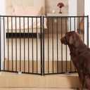 No Pawblems Free Standing Dog Gate, 30" Tall Foldable Dog Fence for Indoor, Up to 52 Inch Extra Wide Puppy Gate Extension for Stairs, Hallways, Doorways, Deck, Yard (Black, 2 Panels)