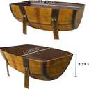 Aoutrow 15.43In 2 Pack Rustic Barrel Planters, Decorative Outdoor Garden Backyard Planter with Legs, Metal Flower Pot Half Barrel Planter Box, Brown, 11.37 x 5.11 x 15.43 inches