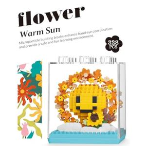 Warm Sun DIY Mini Flower Plant Building Blocks Toy  Creative Botanical Collection for Kids and Adults Home and Collection Art Home Office Decor Pack of 2