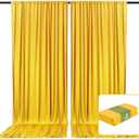 2 Panels Yellow Backdrop Curtain, 10 x 10 Feet Satin Background Curtains for Parties, Weddings, Baby Showers, Halloween, Christmas Birthday Party Photoshoot Backdrop Curtains Decorations
