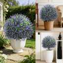 2 x 24" Artificial Lavender Boxwood Topiary Ball Trees, 2 Pack UV Resistant Fake Bushes Plants for Outdoor, Faux Shrub with Ground Spike for Indoor Front Porch Garden