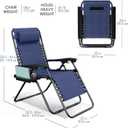 Nestl Zero Gravity Chair  Patio Lounge Chair Outdoor with Pillows & Cup Holder Trays, Adjustable Steel Mesh Reclining Camping Chair, Folding Patio Lawn Chair for Deck, Beach, Yard - Blue